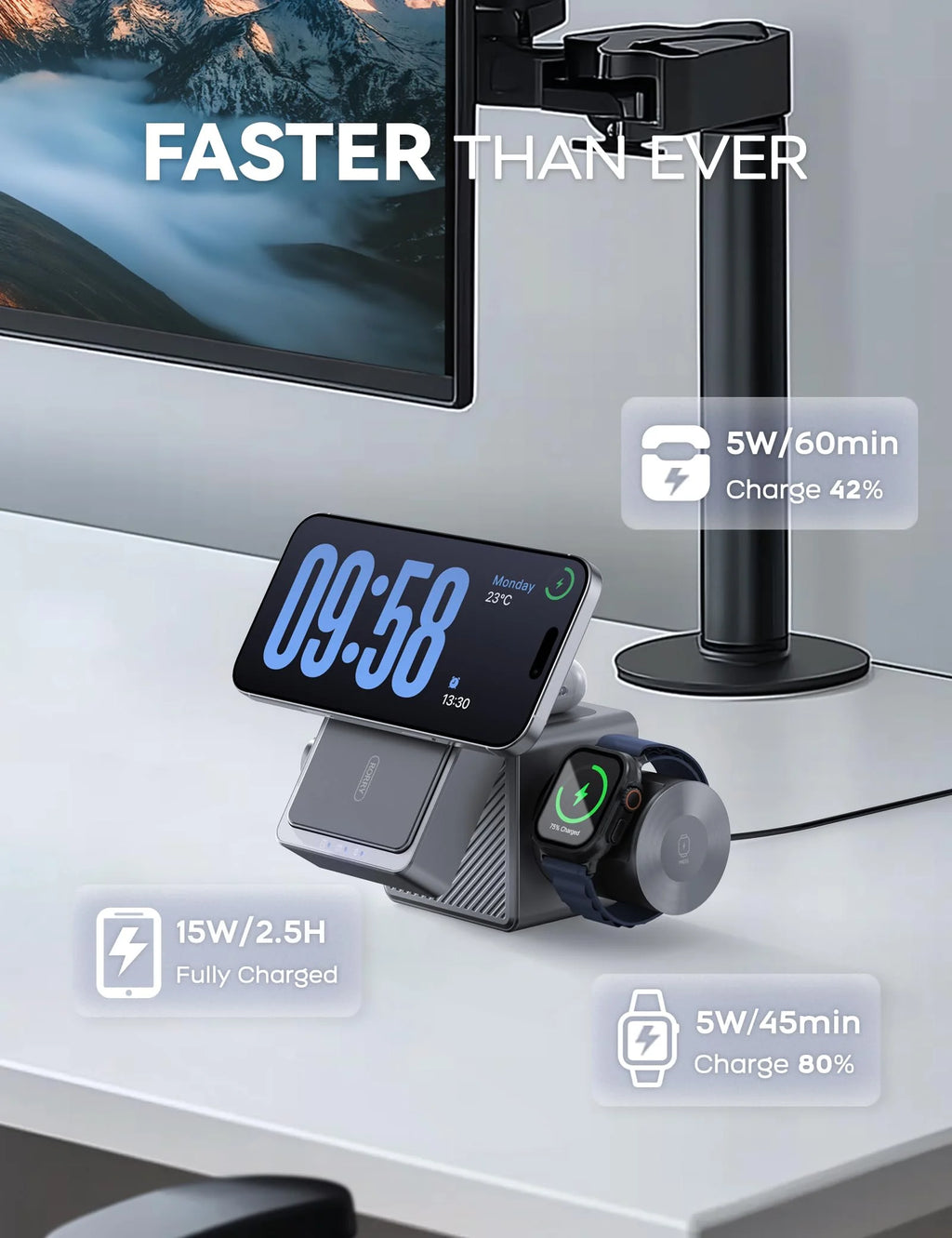 4 in 1 Wireless Charging Station Cube with 10000Mah Power Bank, 15W Fast Charger Stand Compatible with Iphone 16/15/14 & Apple Watch & Airpods (45W USB C Charger Adapter Included)