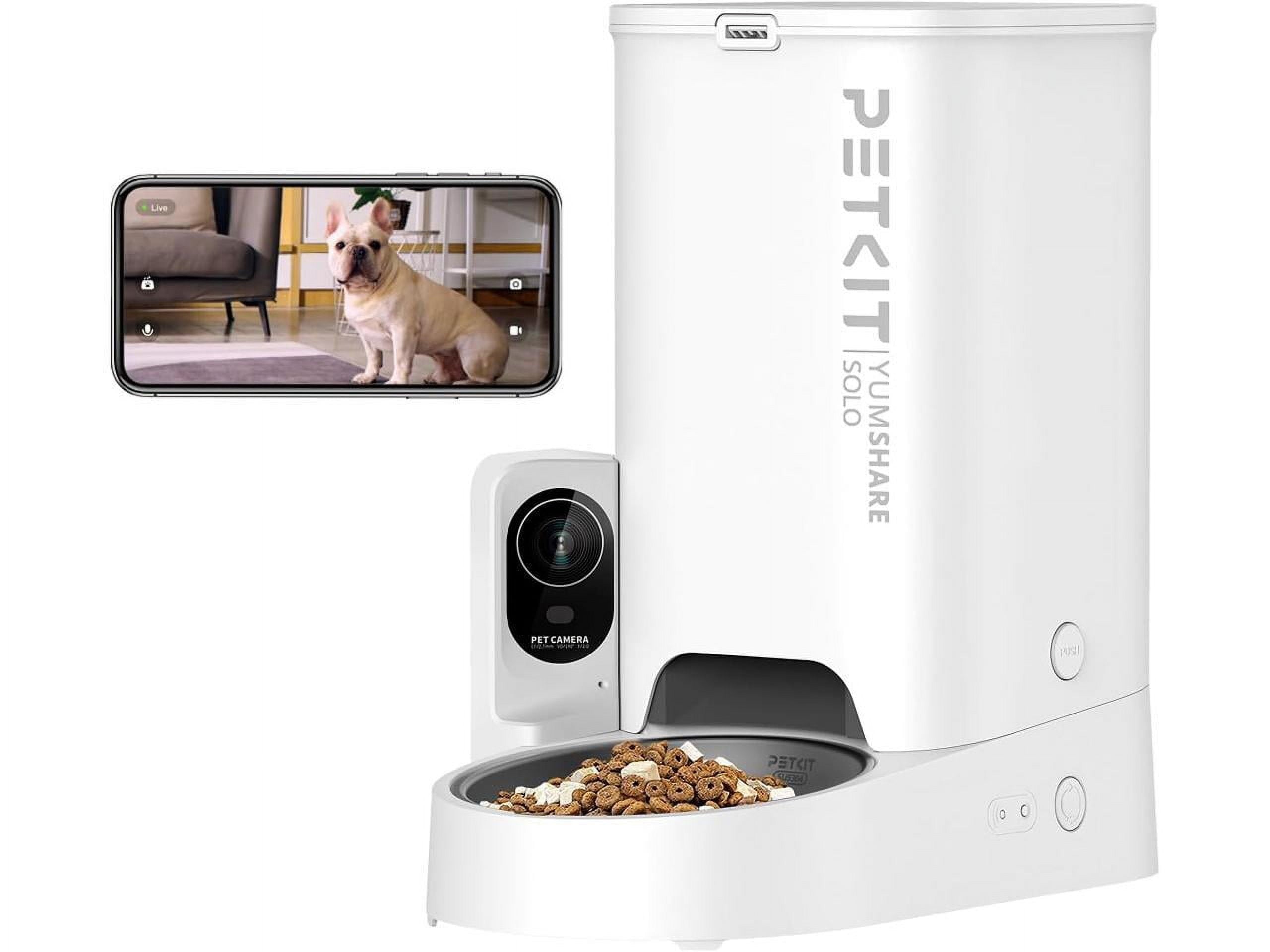 3 L Yumshare Solo Pet Automatic Feeder with Camera, for Cats&Dogs, 2.4G Wifi, 1080P with APP Control for Remote Feeding