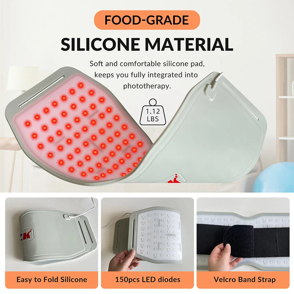 Red light therapy belt relief Silicone NIR Infrared Light Therapy Devices for Back Abdomen Knees Wrists Joints 450 LED chips