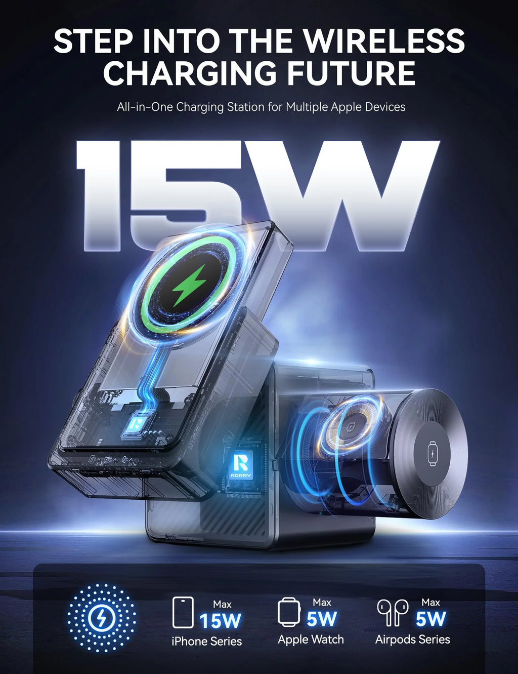 4 in 1 Wireless Charging Station Cube with 10000Mah Power Bank, 15W Fast Charger Stand Compatible with Iphone 16/15/14 & Apple Watch & Airpods (45W USB C Charger Adapter Included)